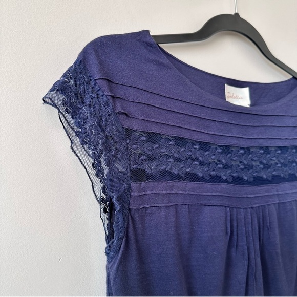 ANTHROPOLOGIE-DELETTA Lace Embroidered Inlay Detail Cap Sleeve Top (Size:XS) - Picture 8 of 10